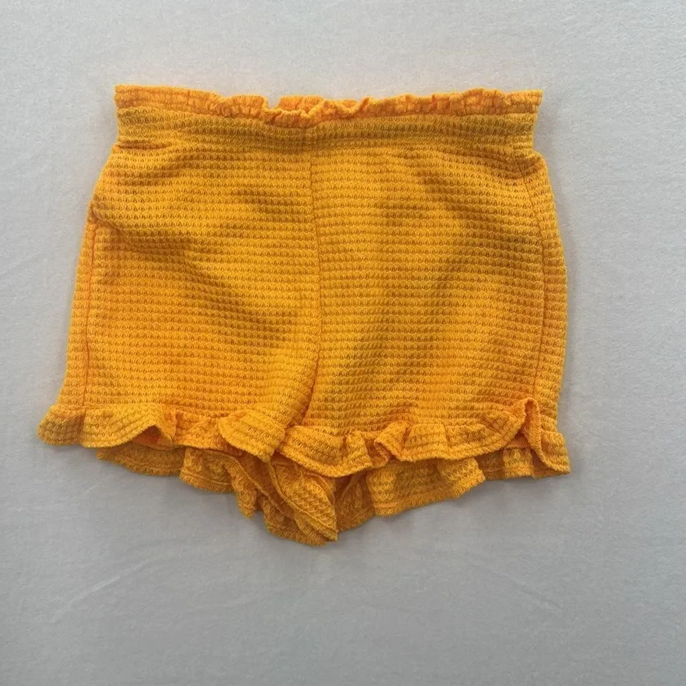3For$20 SHEIN SXY Curvy Crochet Ruffle Hem Yellow Shorts size Large NWT